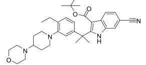 1H-Indole-3-carboxylic acid 6-cyano-2-[1-[4-ethyl-3-[4-(4-morpholinyl)-1-piperidinyl]phenyl]-1-methylethyl]- 1 1-dimethylethyl ester